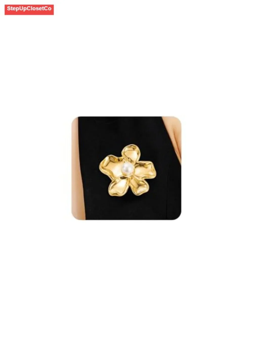Chunky Gold Flower Pearl Brooch Pin Women's Statement Jewelry Brooch